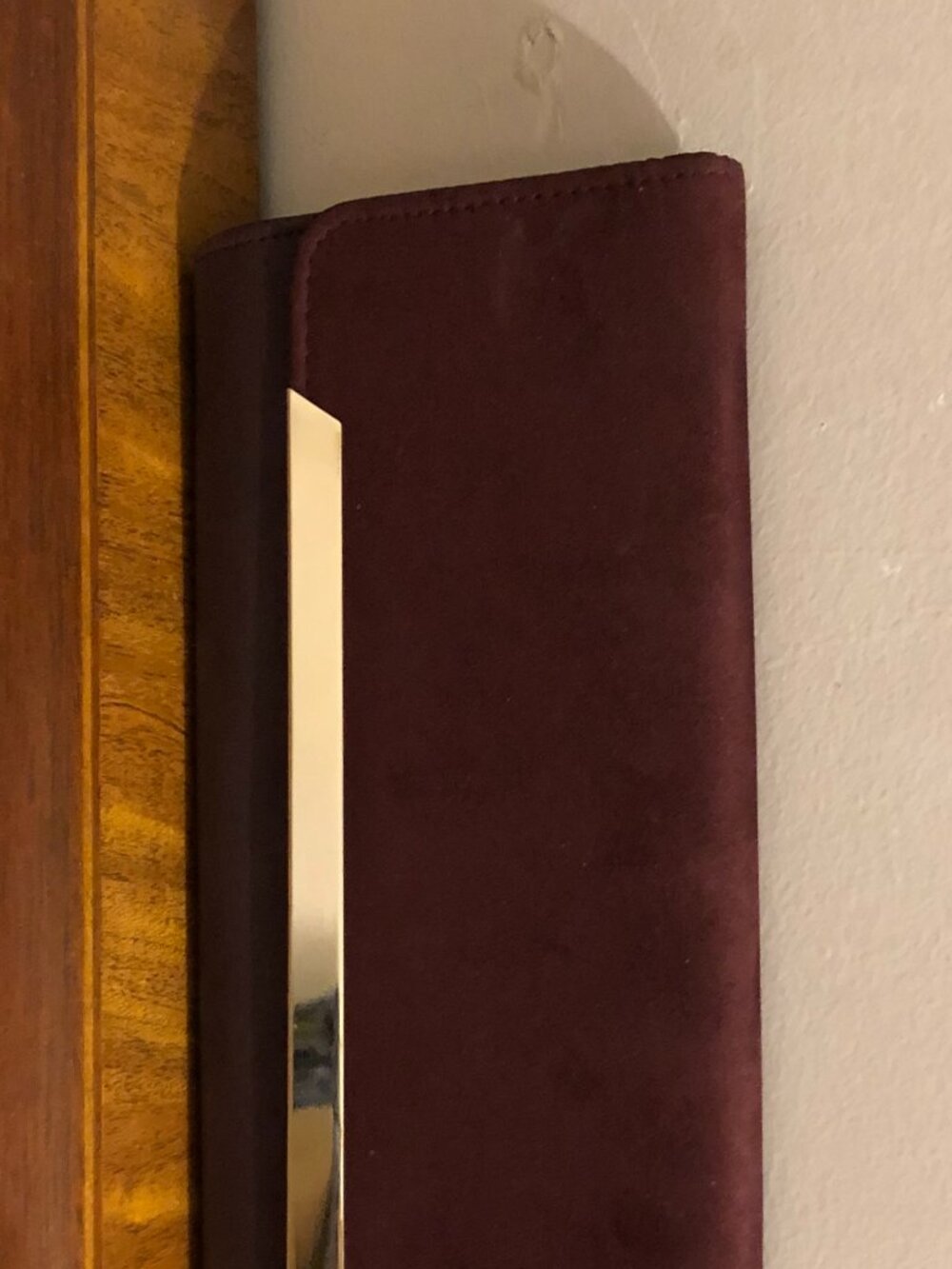 ALDO Burgundy Faux Suede & Leather Envelope Clutch Evening Bag